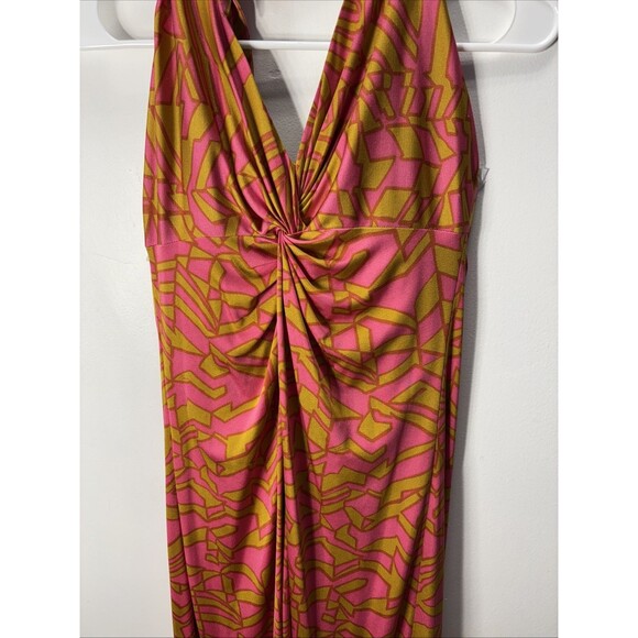 Trina Turk Women’s  Mini Dress Coral Multi Print Halter Dress Sz 6 - Picture 2 of 13